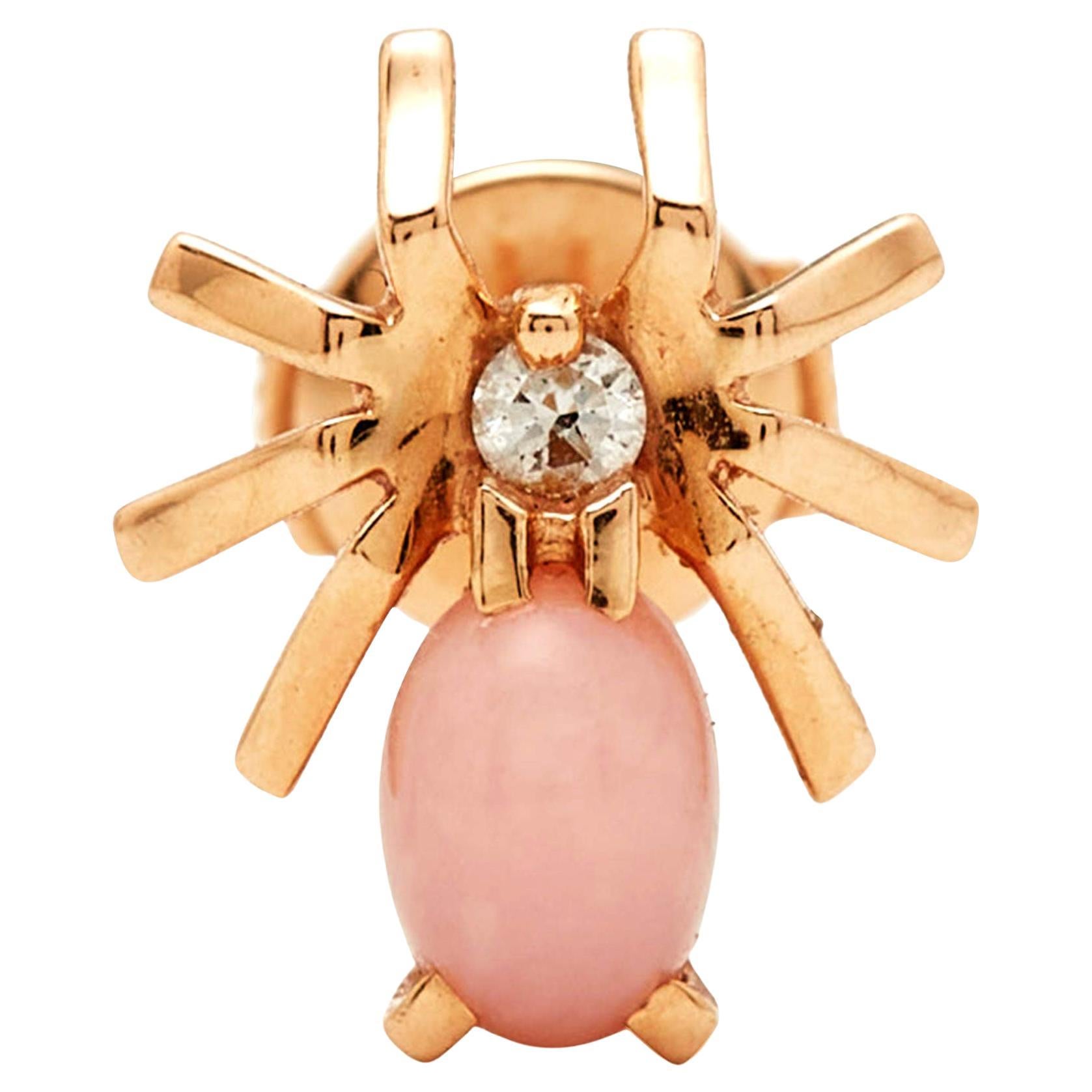 Chaumet Attrape-Moi Spider Diamond Pink Opal 18k Rose Gold Single Earrings
