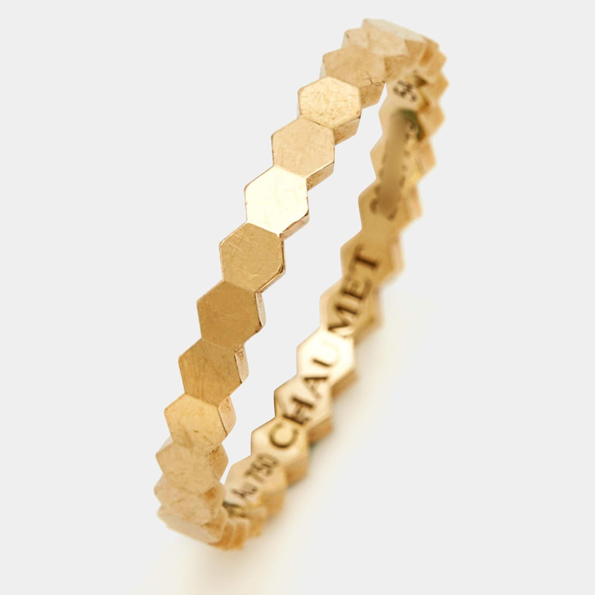 Chaumet Bee My Love 18k Yellow Gold Band Ring Size 54 3