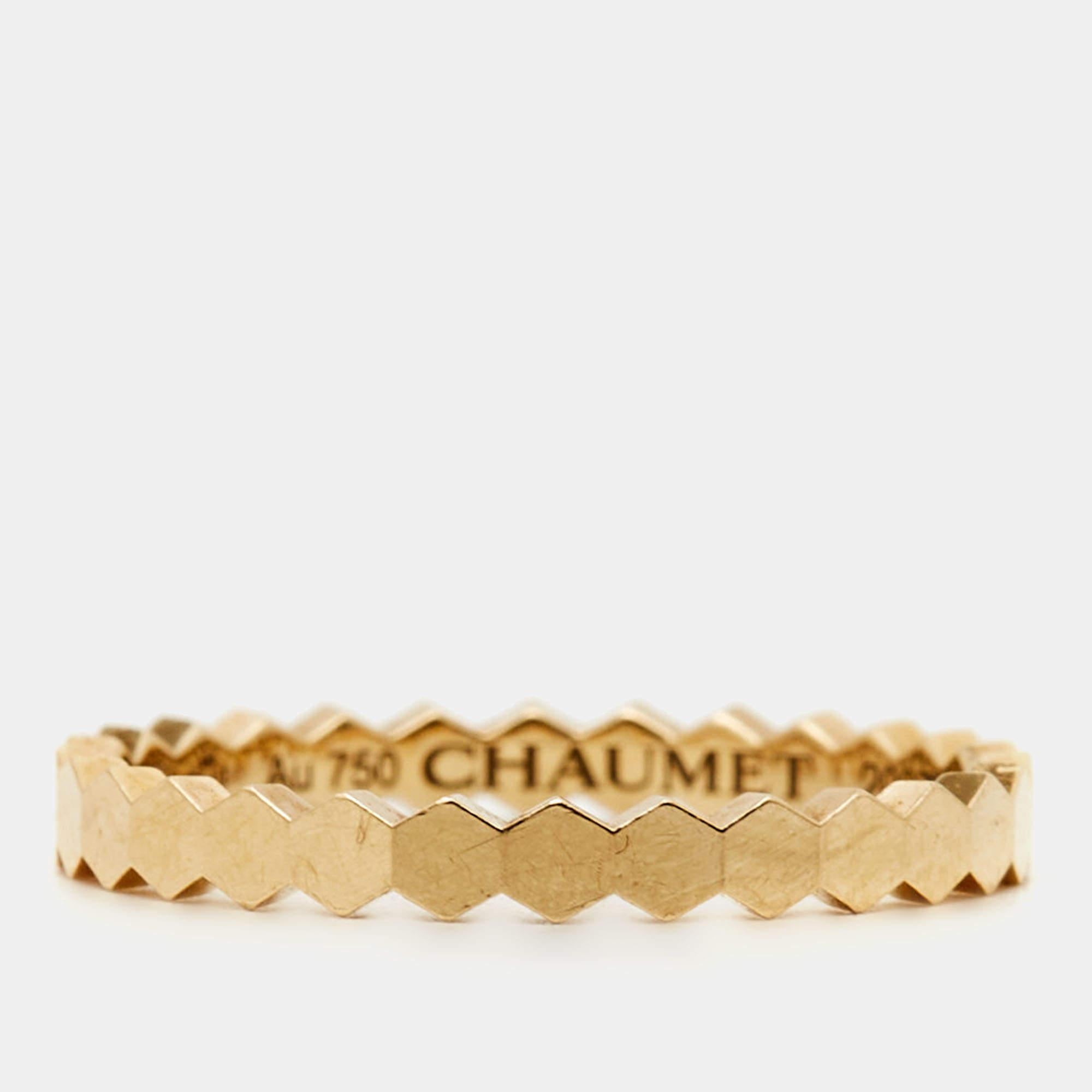 Chaumet Bee My Love 18k Yellow Gold Band Ring Size 54 1