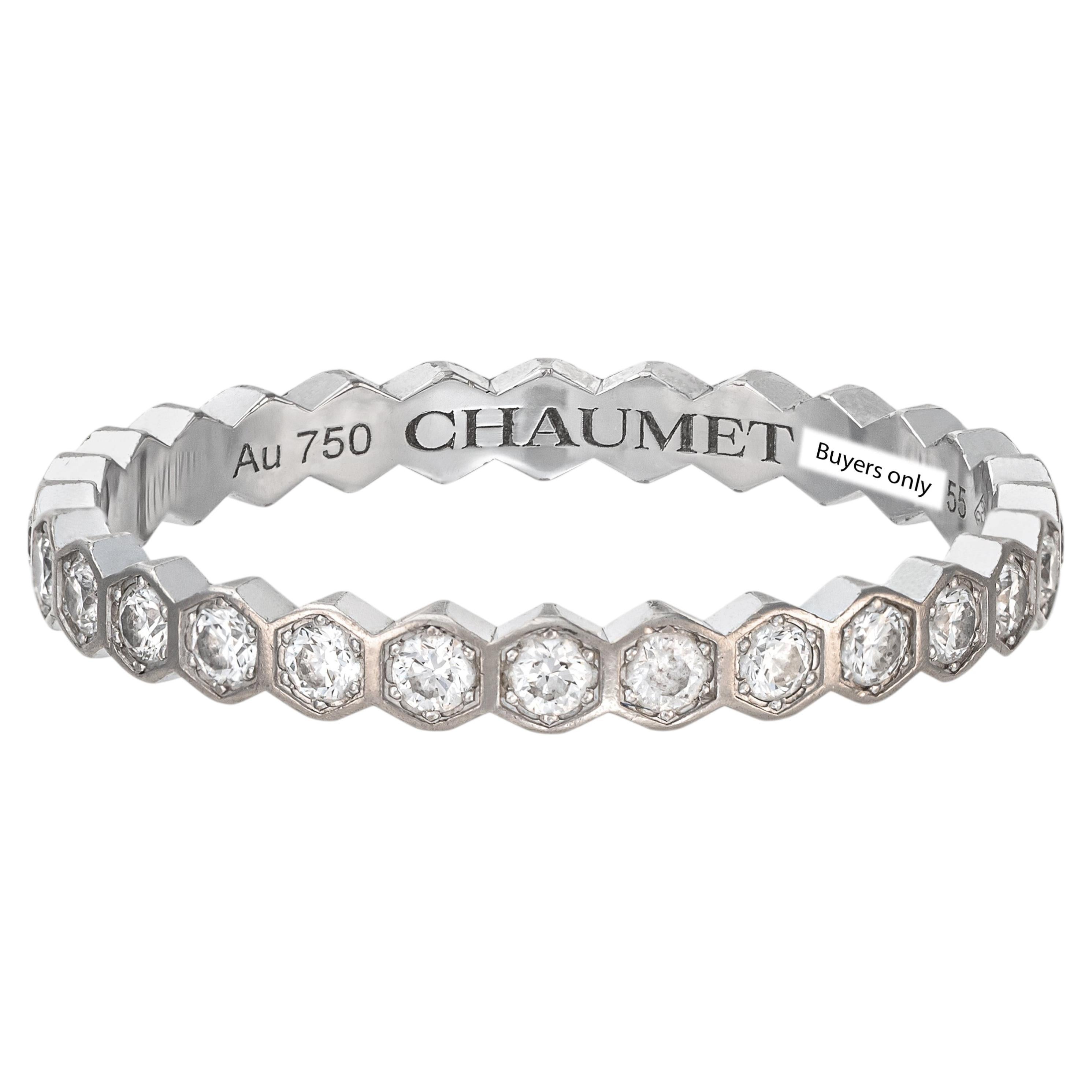 Chaumet Bee My Love Diamond 18 kt White Gold Band Ring Size 55 With Box For Sale