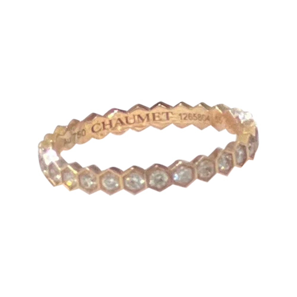 Chaumet Bee My Love Kleines Modell Diamant-Roségoldband Ring Größe 55 im Angebot