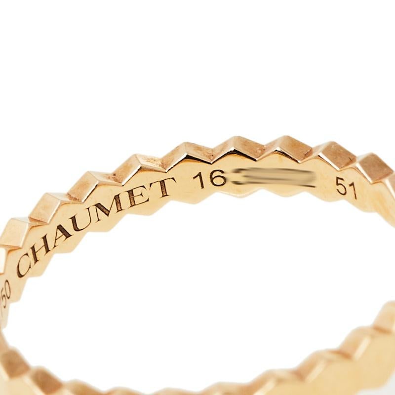 Contemporary Chaumet Bee My Love Textured 18K Rose Gold Ring Size 51