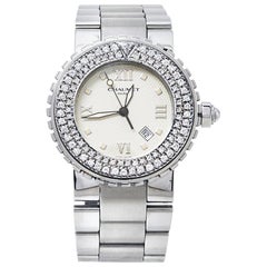 Chaumet Beige Stainless Steel Diamonds Class One 628 Women's Wristwatch 36MM