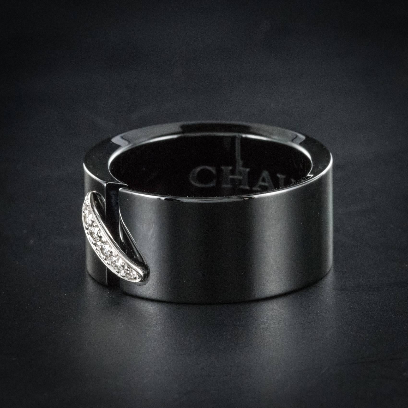 Chaumet Black Ceramic Diamonds Link Ring In New Condition In Poitiers, FR