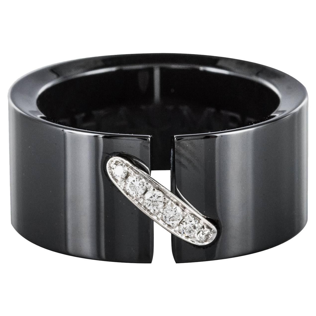 Chaumet Black Ceramic Diamonds Link Ring