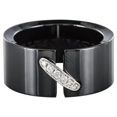 Bague à maillons Chaumet en céramique noire et diamants