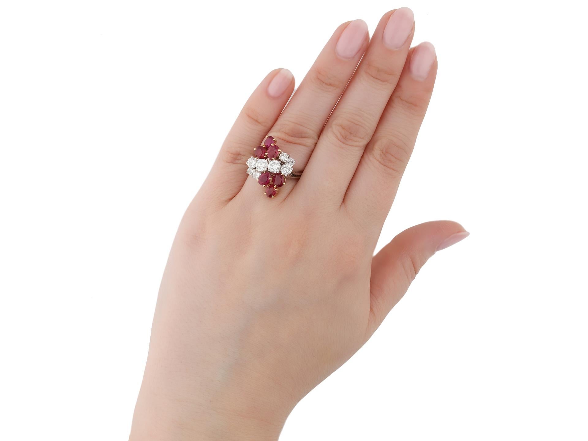 Chaumet Burmese Ruby and Diamond Cluster Ring, circa 1960 In Good Condition For Sale In London, GB