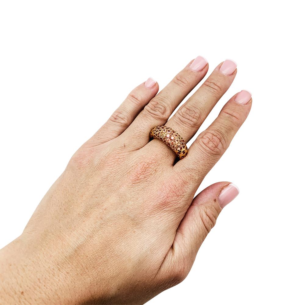 Round Cut Chaumet Caviar Collection Orange Sapphire Gold Ring For Sale