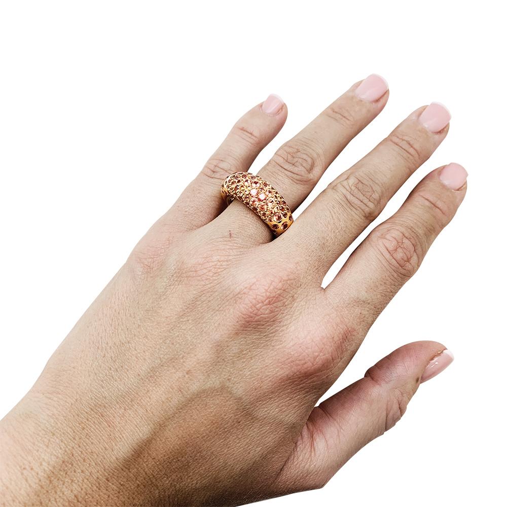 Chaumet Caviar Collection Orange Sapphire Gold Ring In Excellent Condition For Sale In Paris, IDF