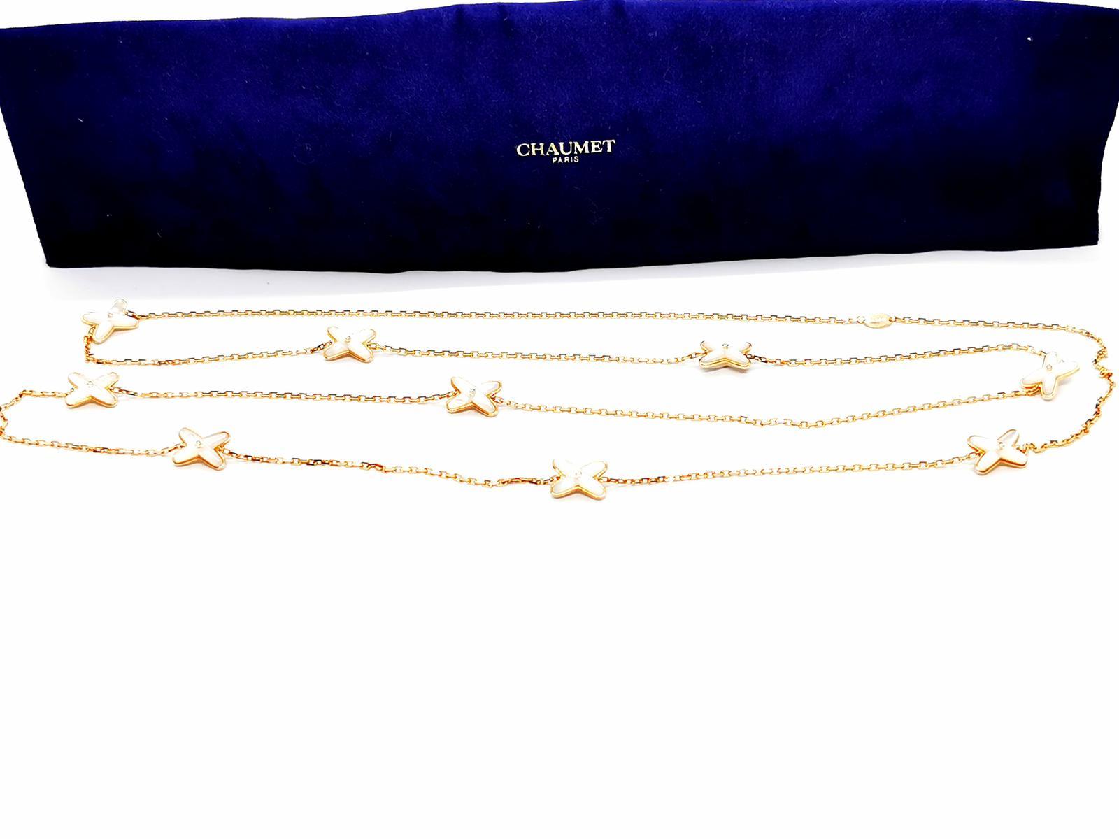 Chaumet Chaîne collier à maillons Jeux de liens en or rose et diamant en vente 9