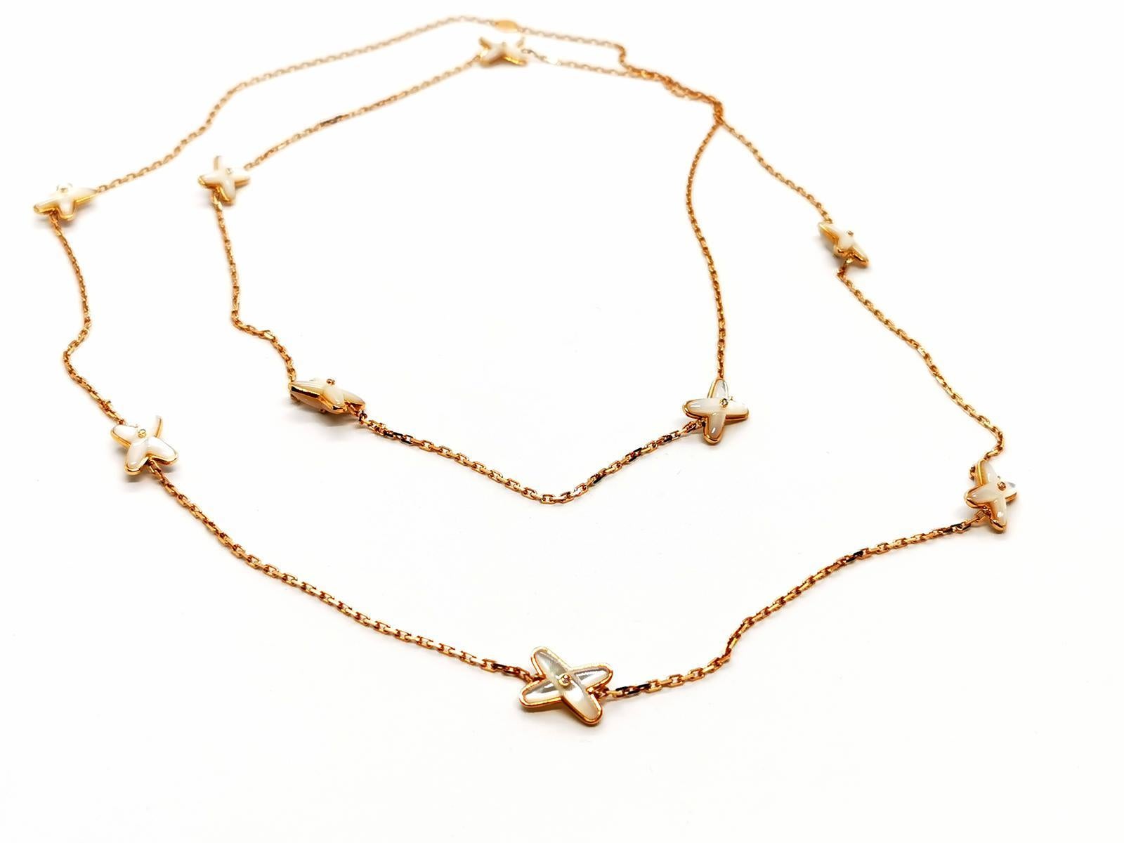 Chaumet Chaîne collier à maillons Jeux de liens en or rose et diamant en vente 11