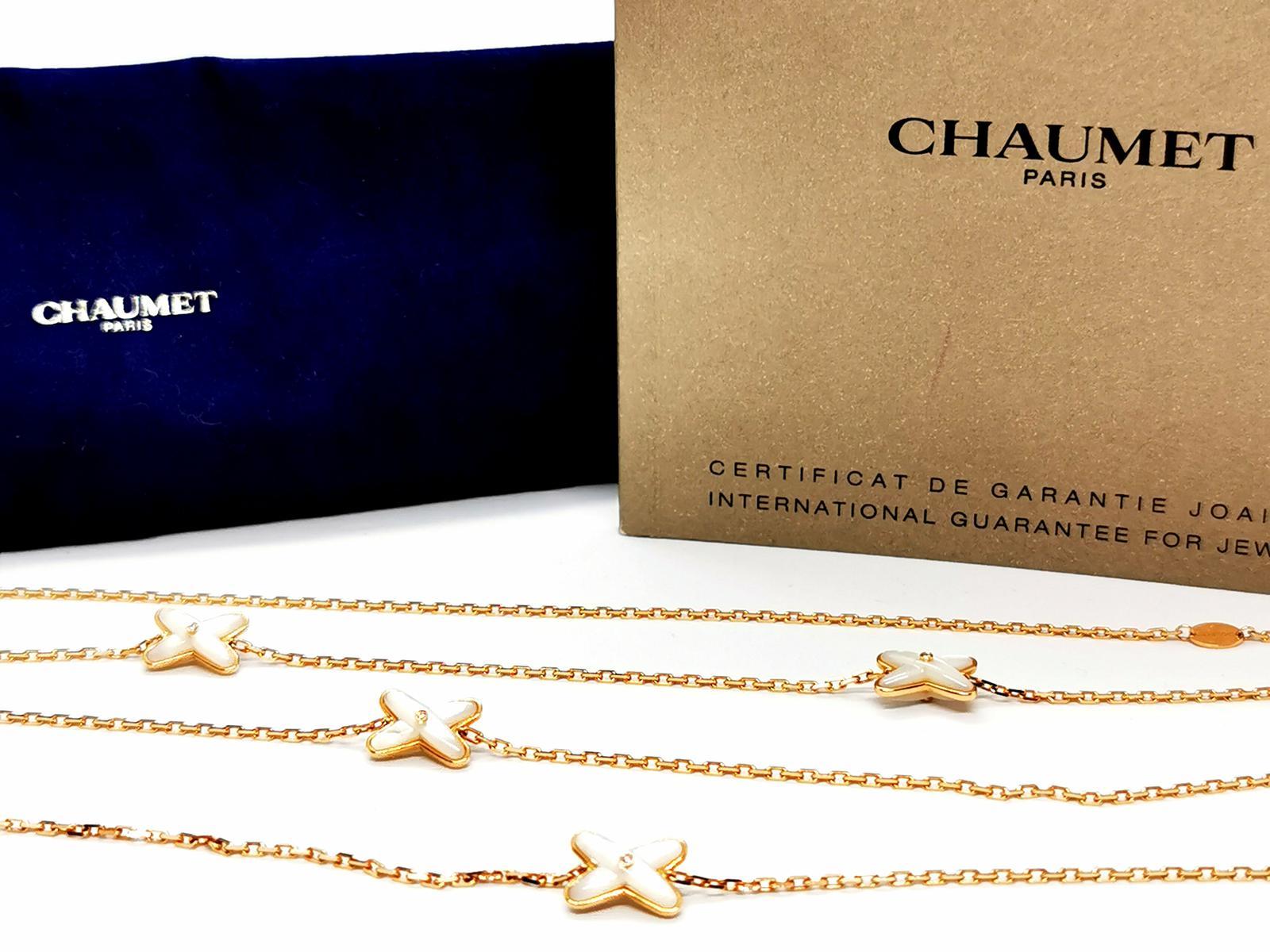 Chaumet Chaîne collier à maillons Jeux de liens en or rose et diamant Excellent état - En vente à PARIS, FR