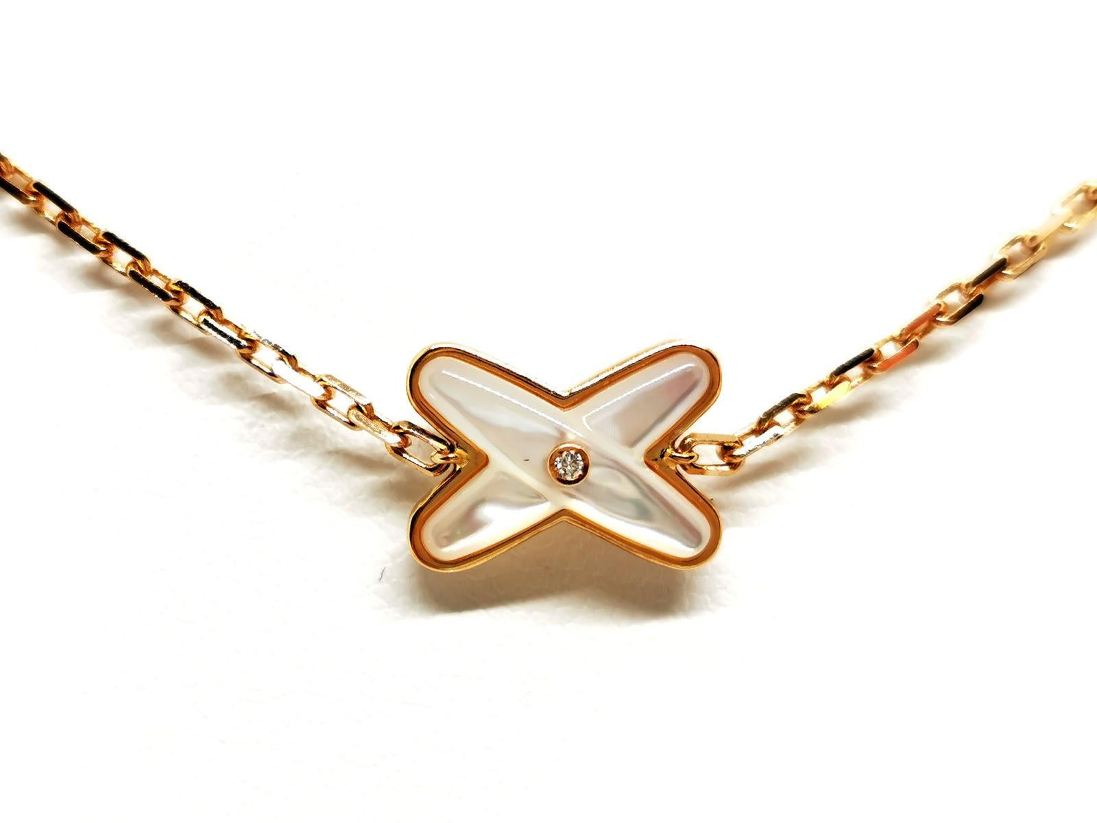 Brilliant Cut Chaumet Chain Necklace Jeux De Liens Rose Golddiamond For Sale