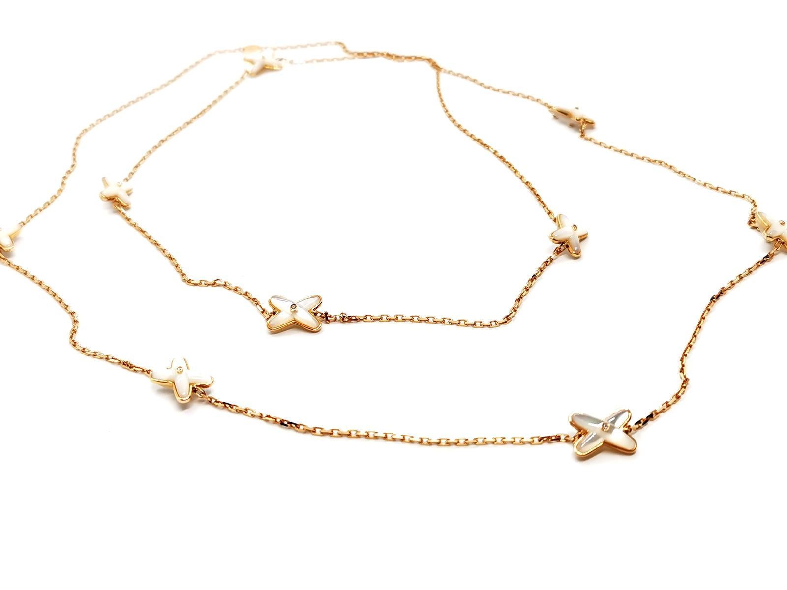 Chaumet Chain Necklace Jeux De Liens Rose Golddiamond In Excellent Condition For Sale In PARIS, FR