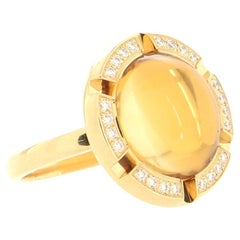 Chaumet Class One Cruise Ring 18k Yellow Gold with Citrine and Diamonds Large