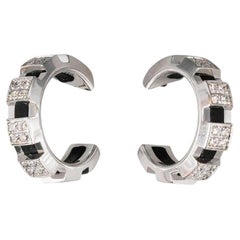 Chaumet Class One Diamond 18K White Gold Rubber Hoop Earrings
