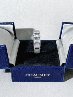 Chaumet "Class One" Pavé Diamonds 18K White Gold Men Ring Size 66