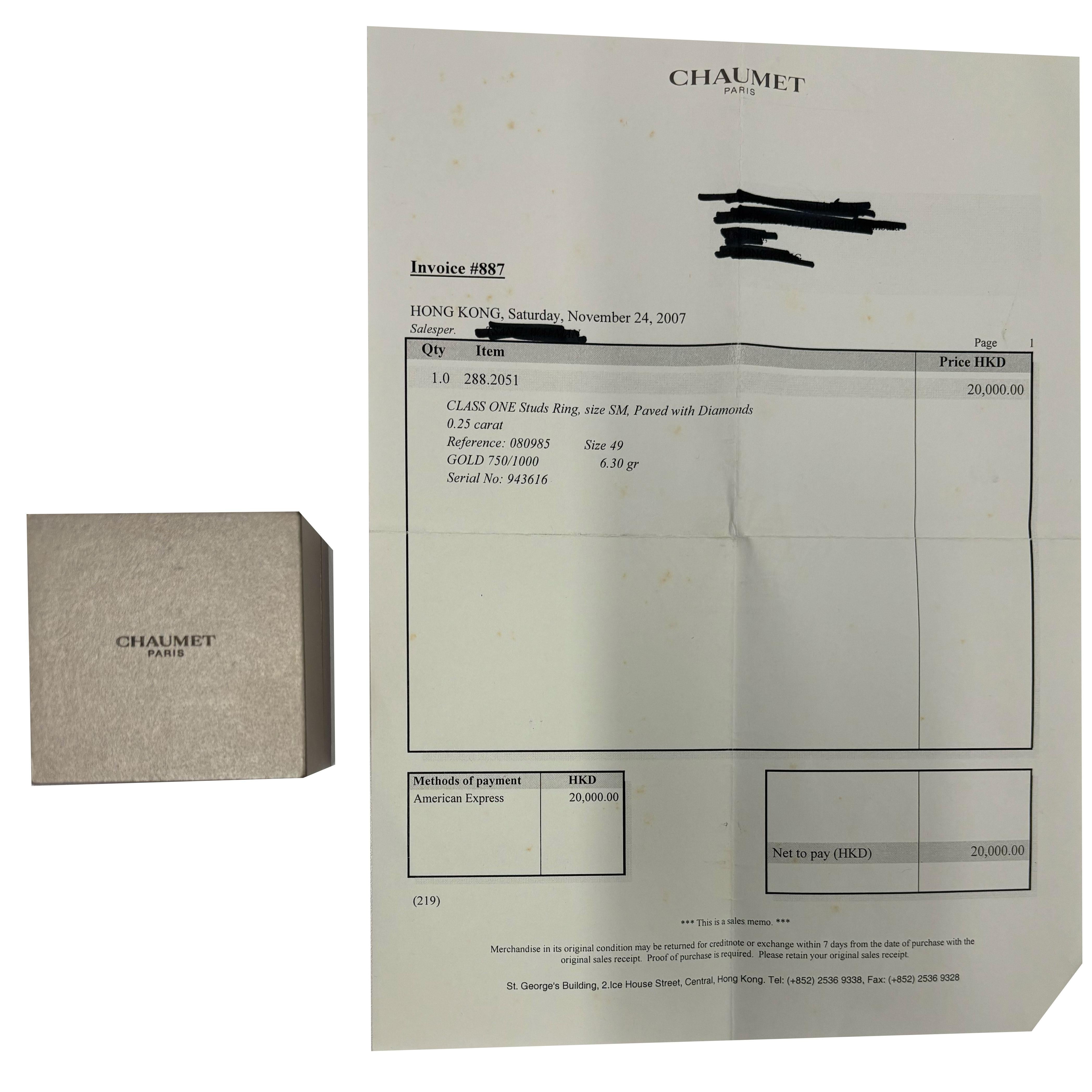 Women's Chaumet Class One Ring in 18K 18K Rose Gold 0.2 CTW For Sale