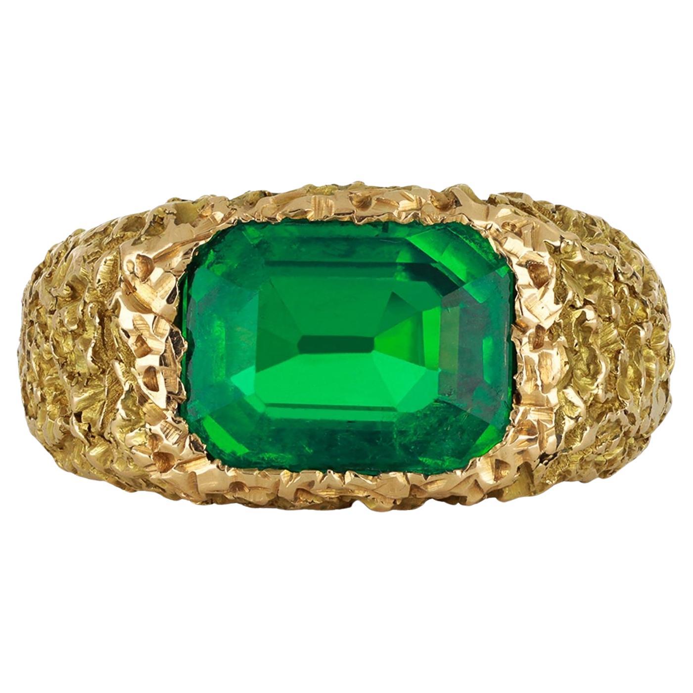 Chaumet Colombian emerald solitaire ring, circa 1965.