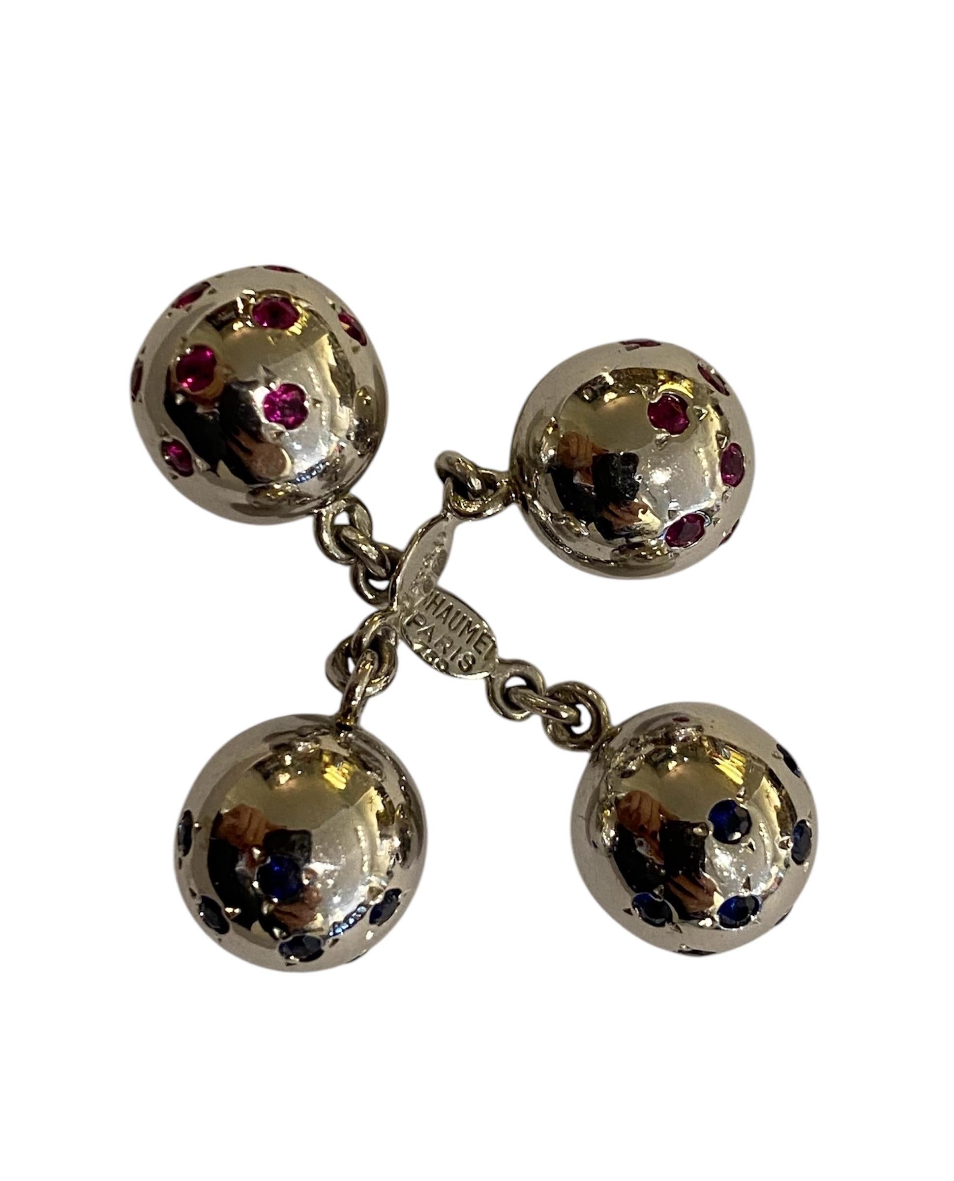 Gemelli Chaumet in oro, rubini e zaffiri in vendita 1