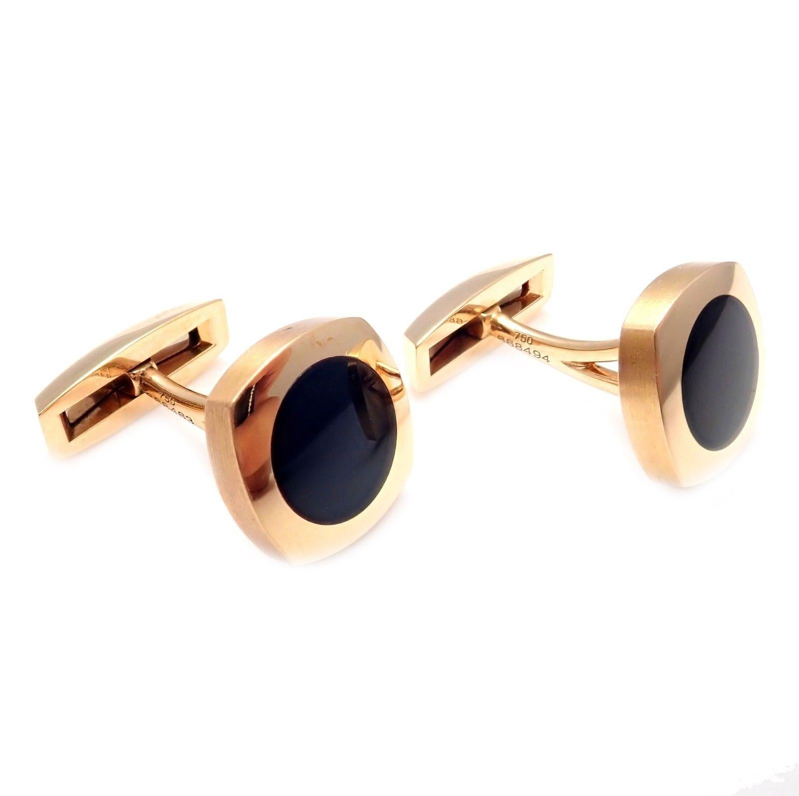 Chaumet Dandy Black Onyx Rose Gold Cufflinks In New Condition In Holland, PA