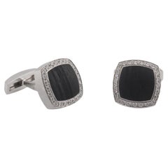 Chaumet Dandy Diamond Ebony Wood 18k White gold Cufflinks