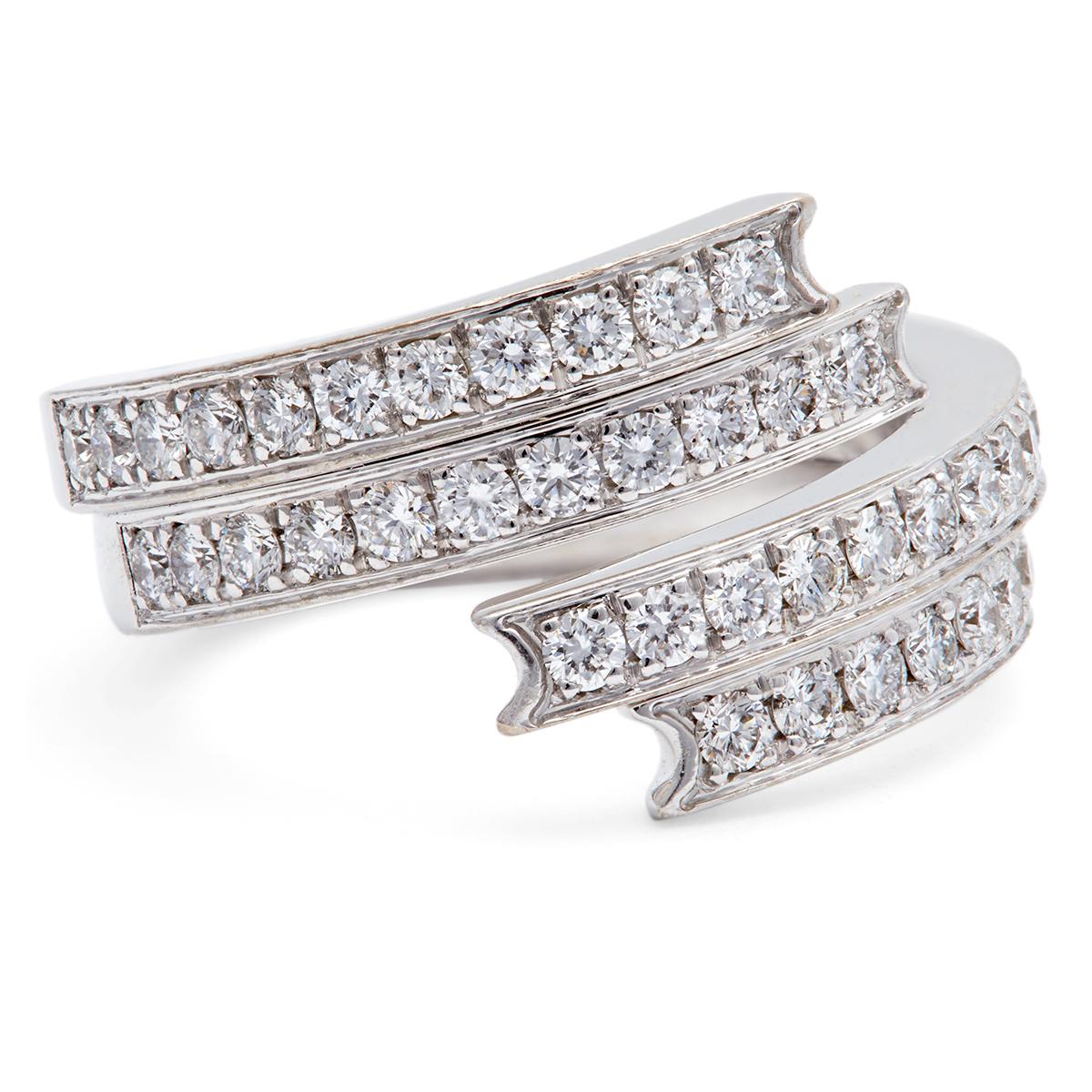 Women's or Men's Chaumet Diamond 18k White Gold Ribbon Wrap Ring
