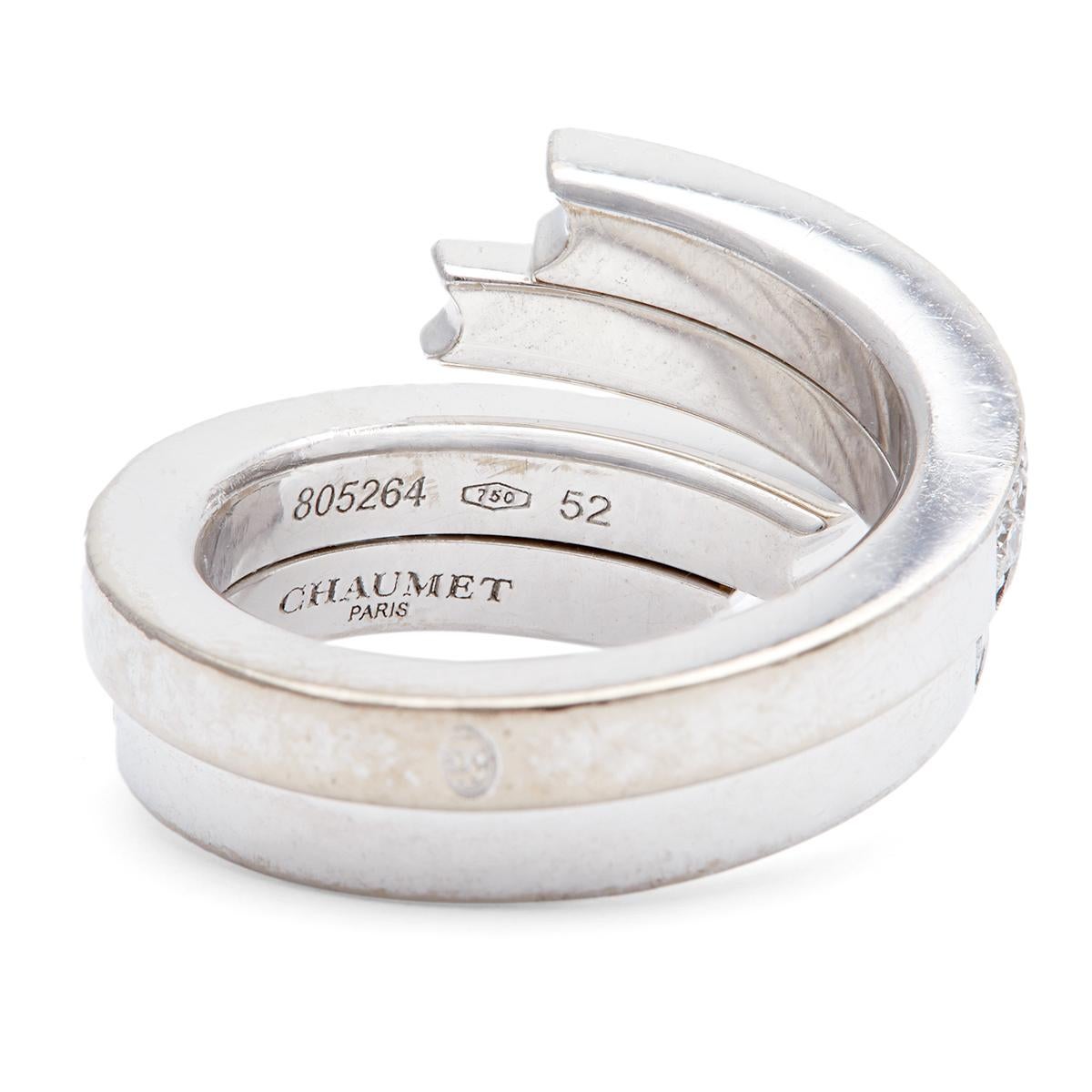 Chaumet Diamond 18k White Gold Ribbon Wrap Ring 1