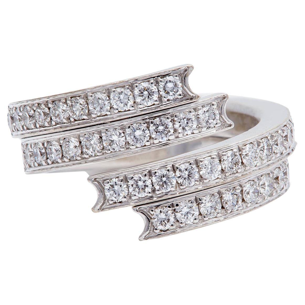 Chaumet Diamond 18k White Gold Ribbon Wrap Ring