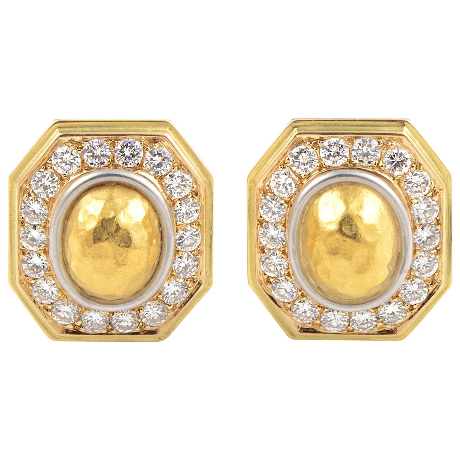 Chaumet Diamond Gold Clip-On Earrings In Excellent Condition In Southampton, PA