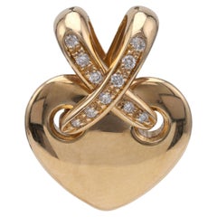 Vintage Chaumet Diamond Gold Heart Pendant