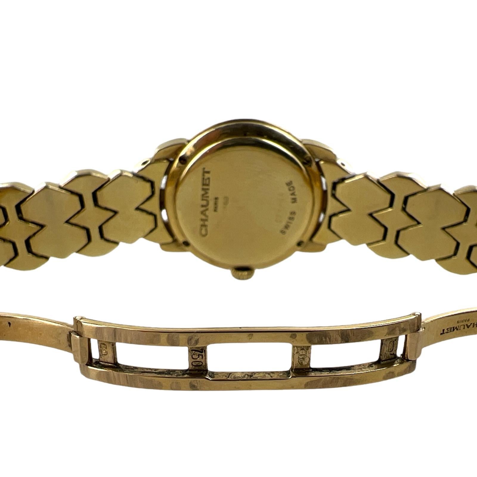 Chaumet Diamond Paris Elysses 18 Karat Yellow Gold Ladies Watch, Circa 1990's In Excellent Condition In Boca Raton, FL
