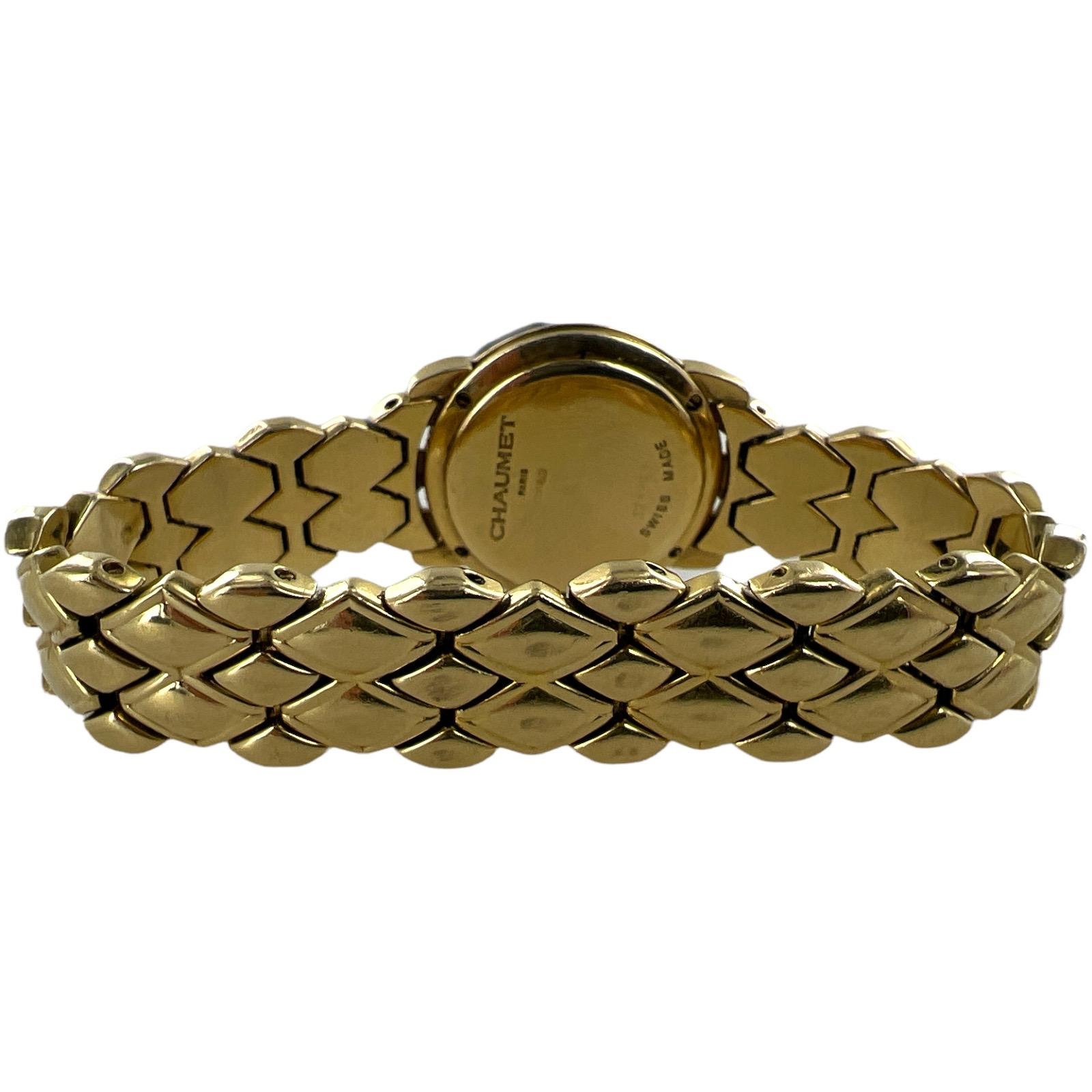 Women's Chaumet Diamond Paris Elysses 18 Karat Yellow Gold Ladies Watch, Circa 1990's