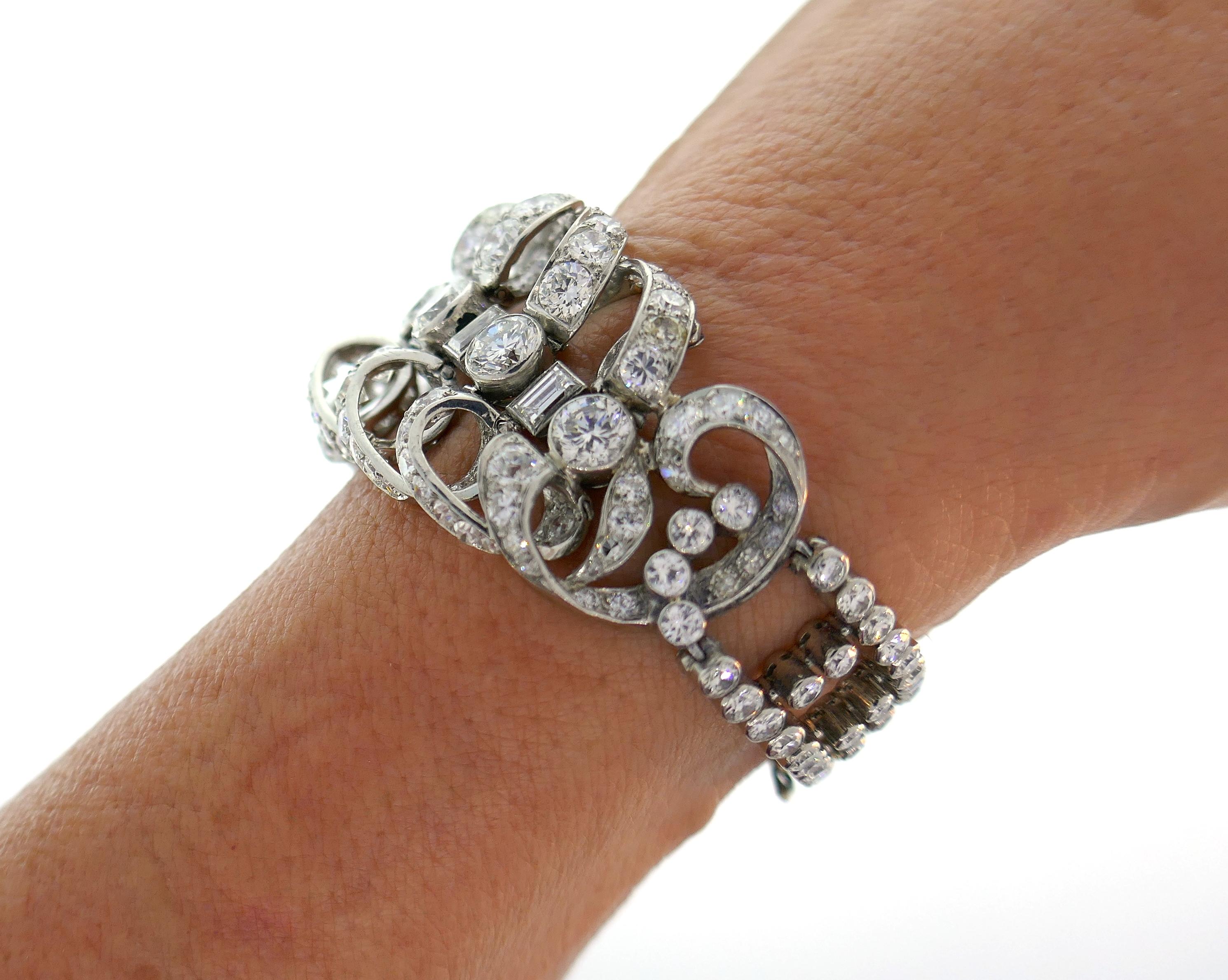 Mixed Cut Chaumet Diamond Platinum Bracelet, 1930s, French