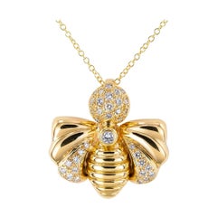 Retro Chaumet Diamond Yellow Gold Bee Pendant