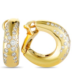 Chaumet Diamond Yellow Gold Omega Back Earrings