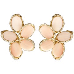 Chaumet Earrings Angel Skine Coral, 18 Karat Yellow Gold and 18 Karat White Gold