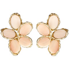 Chaumet Earrings Angel Skine Coral, 18 Karat Yellow Gold and 18 Karat White Gold