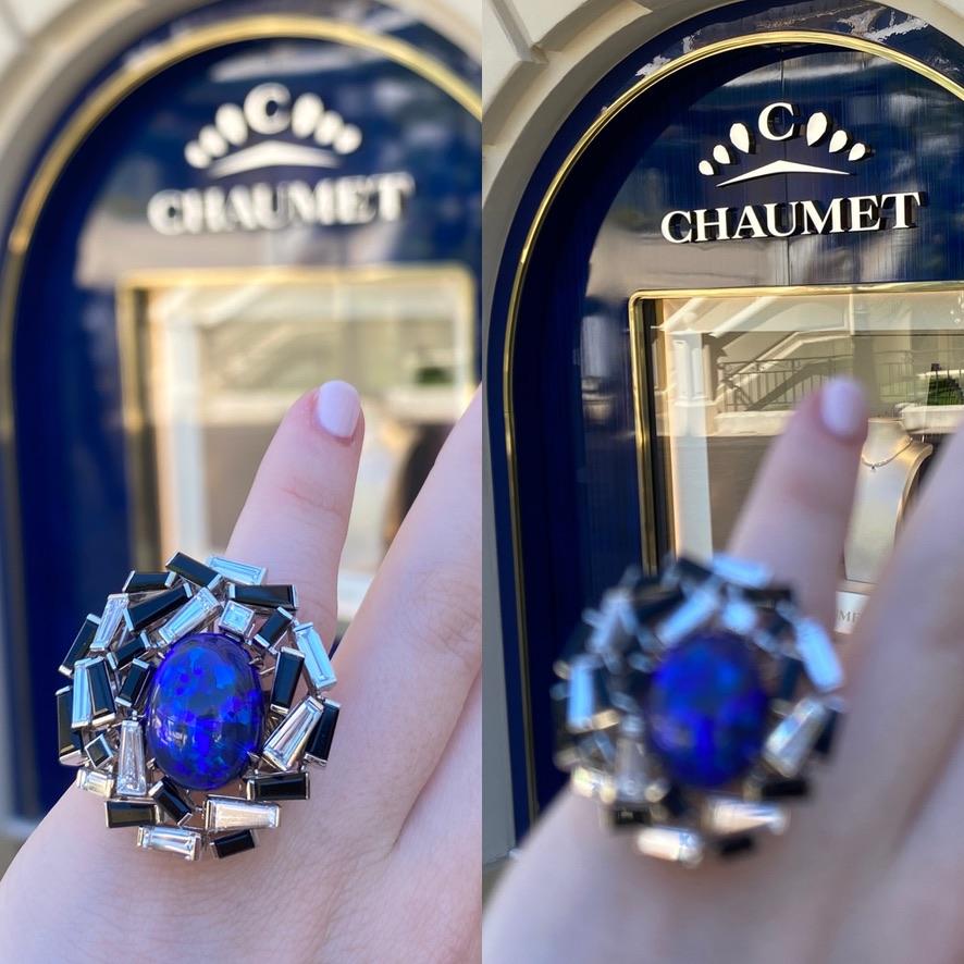 Chaumet Paris Electric Blue Opal Onyx Diamond Cocktail Ring 1