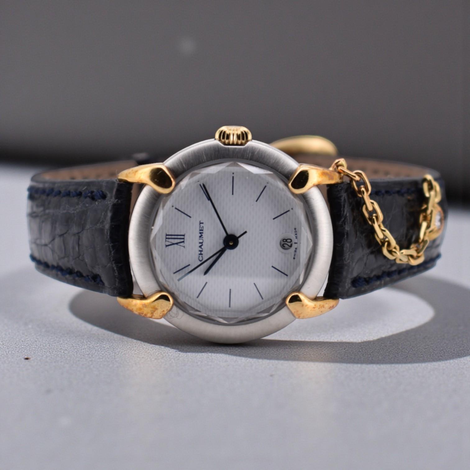 Chaumet Elysées Watch with Original Box - 18K Gold, Steel, Diamond, Leather en Excelente estado para la venta en PARIS, FR