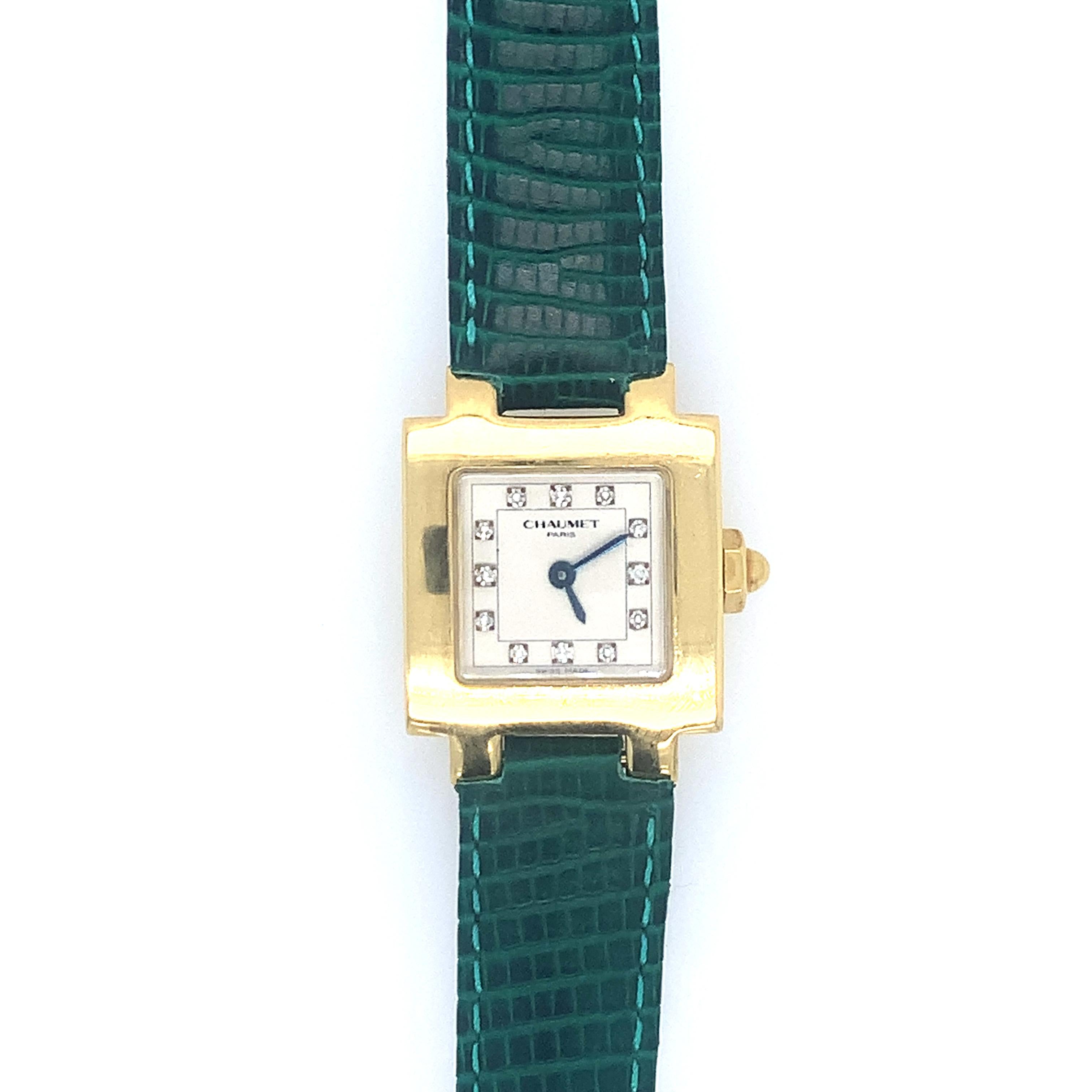 Modern Chaumet Etonche Diamond and 18k Yellow Gold Wristwatch For Sale