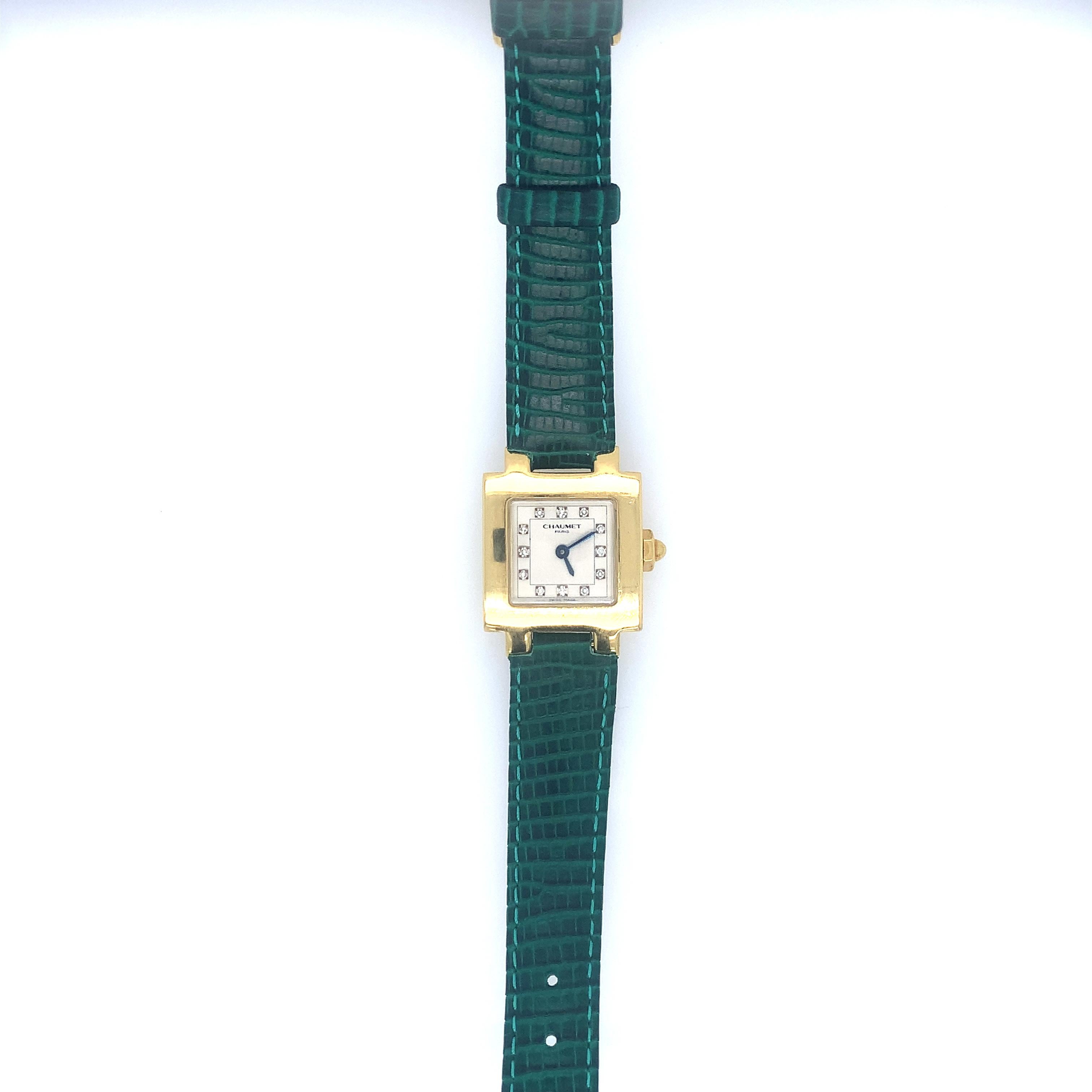 Round Cut Chaumet Etonche Diamond and 18k Yellow Gold Wristwatch For Sale