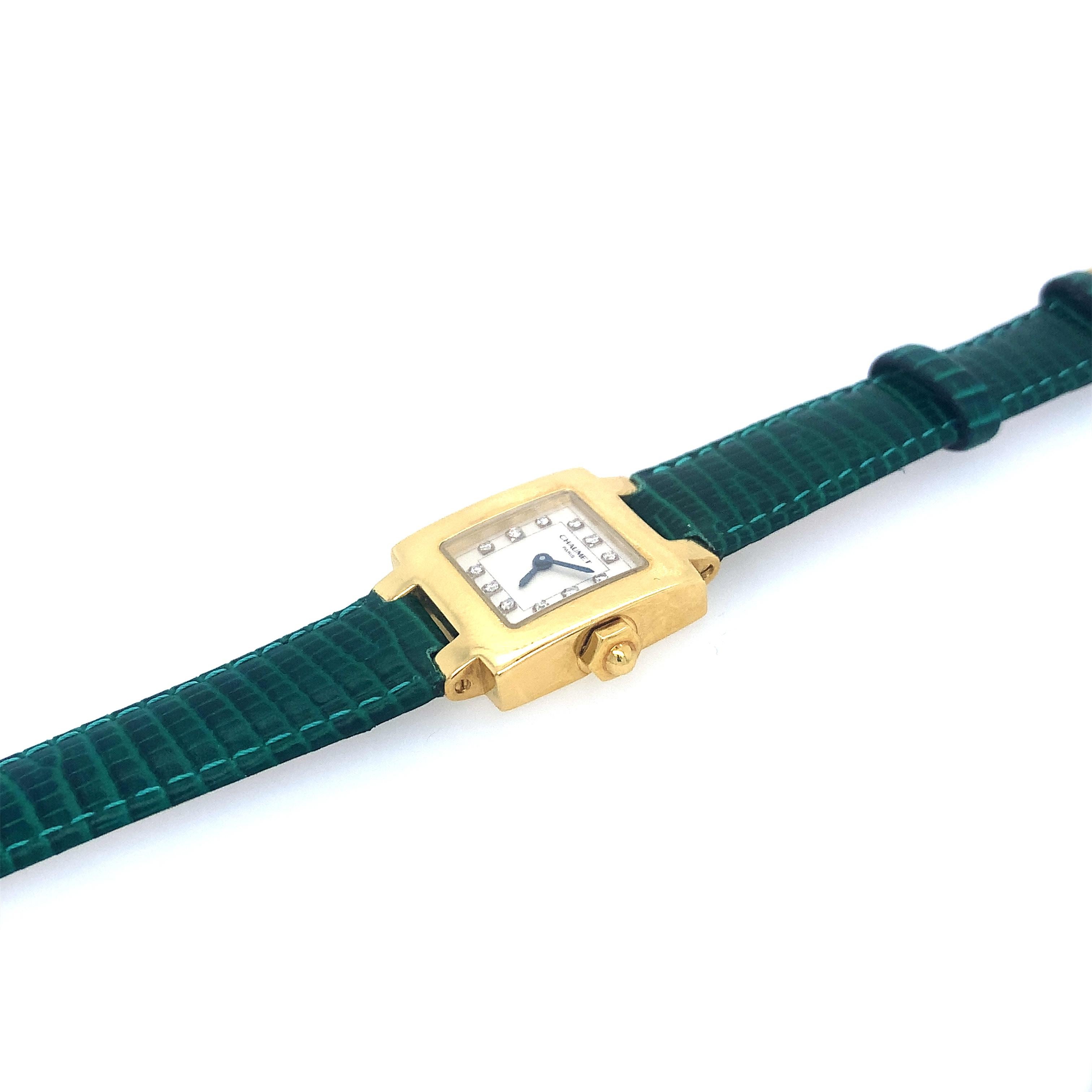 Chaumet Etonche Diamond and 18k Yellow Gold Wristwatch In Good Condition For Sale In Delray Beach, FL