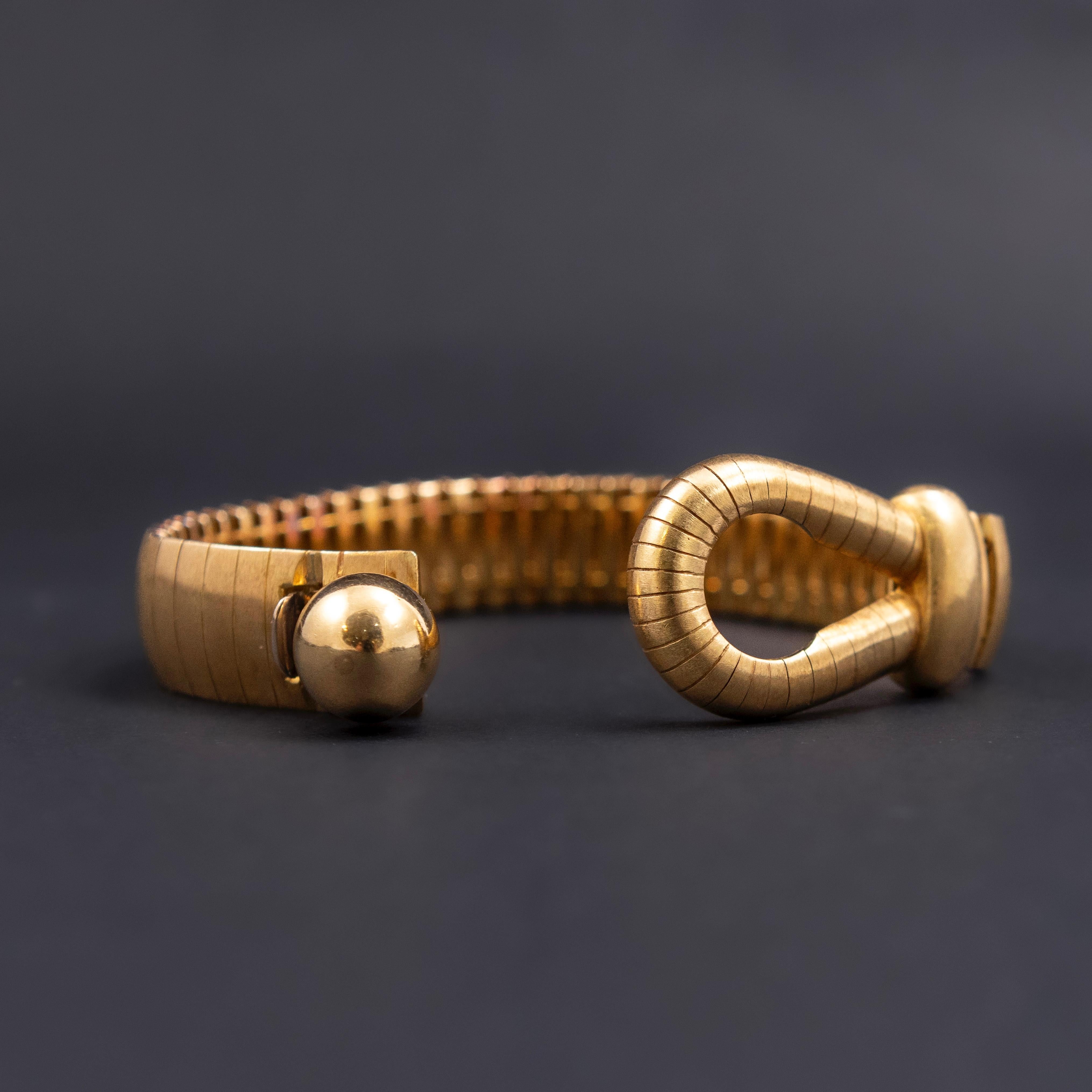 Chaumet Fidelité Loyalty Ball Loop Bracelet 18K Yellow Gold Vintage 1970s 1980s For Sale 6