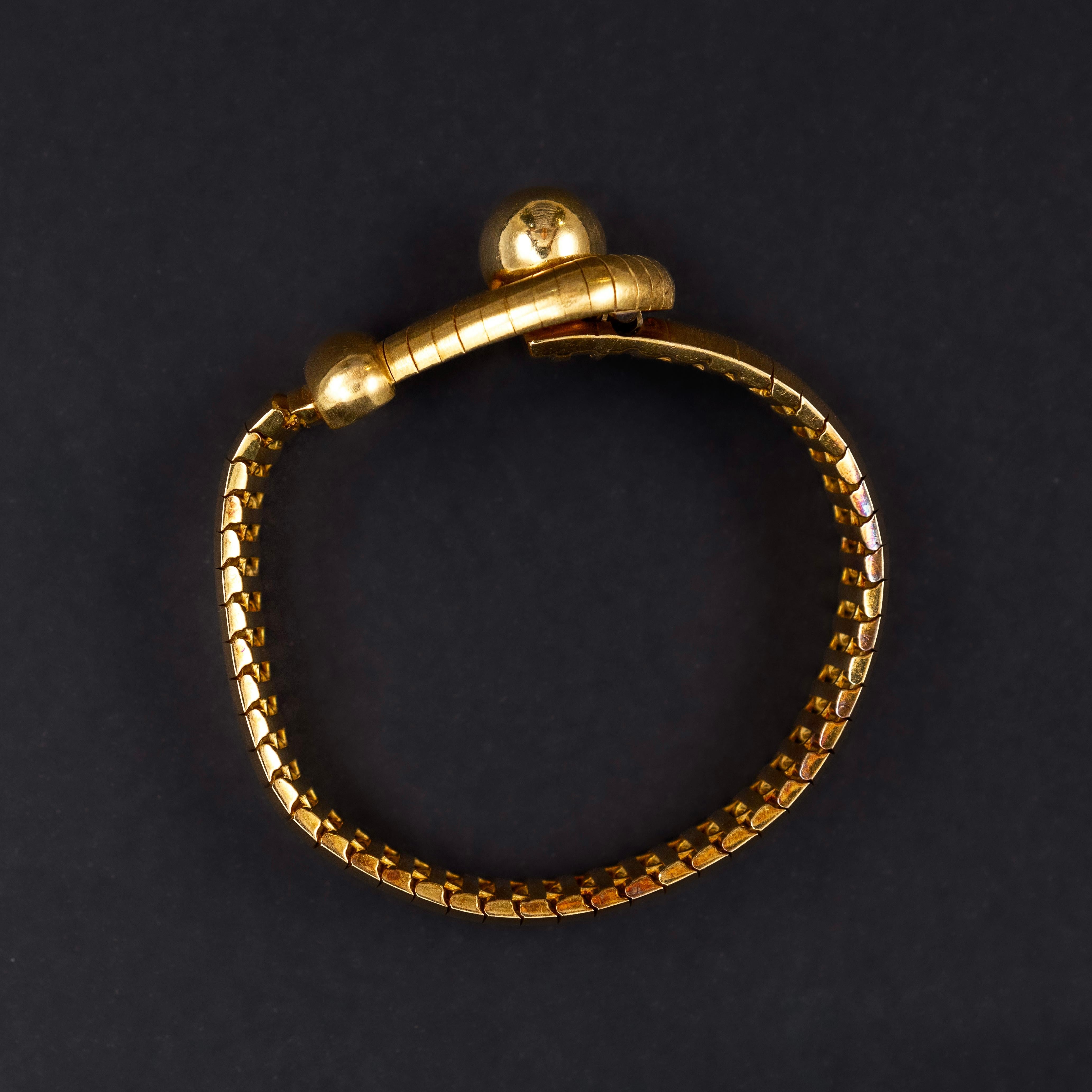 Chaumet Fidelité Loyalty Ball Loop Bracelet 18K Yellow Gold Vintage 1970s 1980s For Sale 7