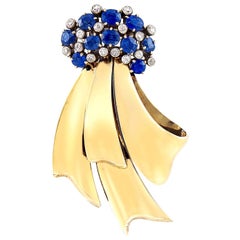 Chaumet, France, 2.65 Carat Sapphire, Gold and Diamond Pin
