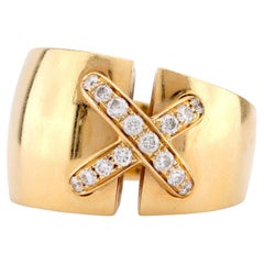 Chaumet, grande bague à maillons doubles en or jaune 18 carats avec diamants français