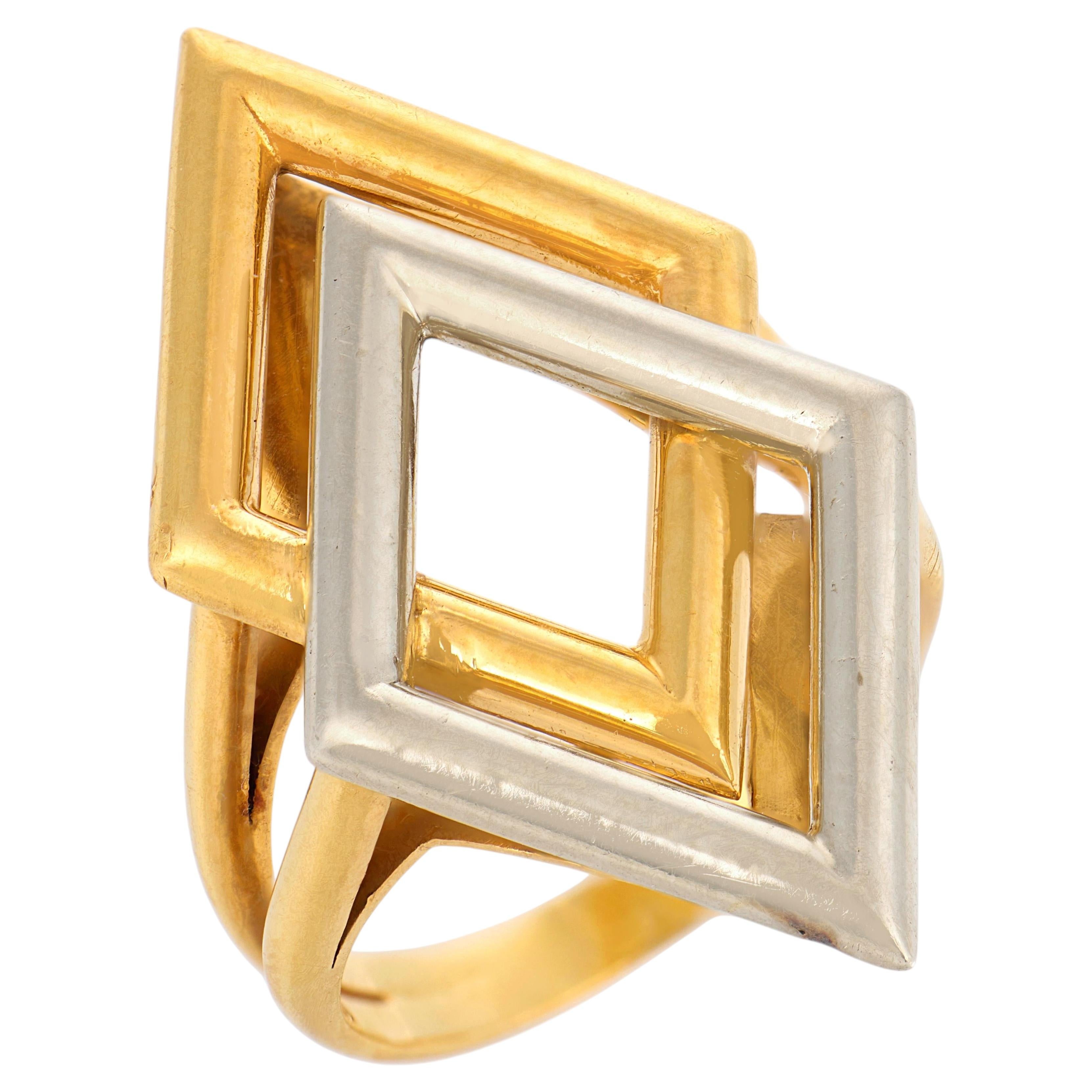 Chaumet French vintage 18K yellow and white gold ring