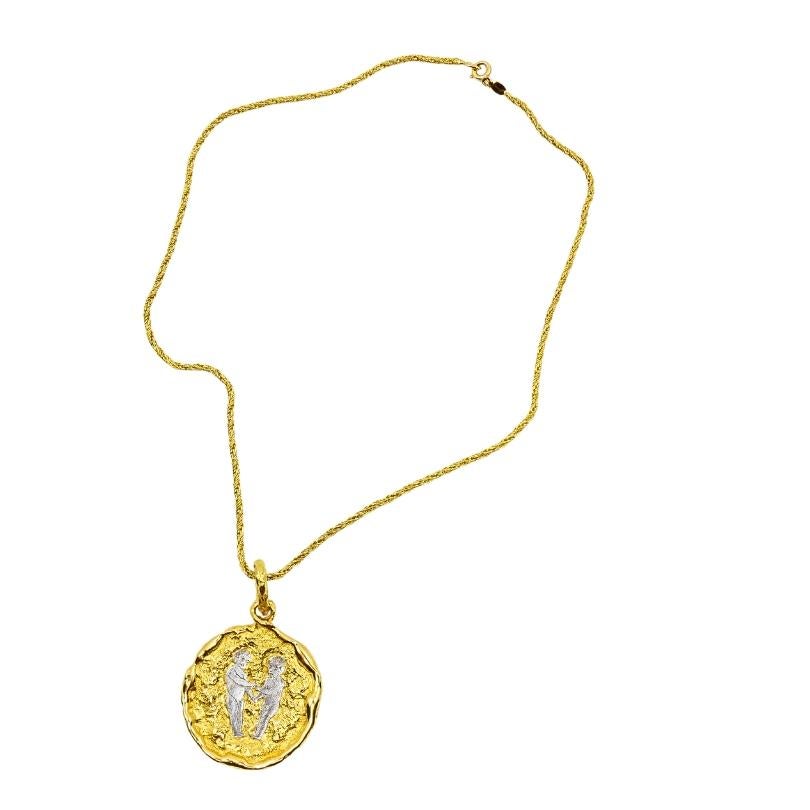 da uomo o donna Chaumet Ciondolo dello Zodiaco Gemelli Collana in oro bianco giallo in vendita