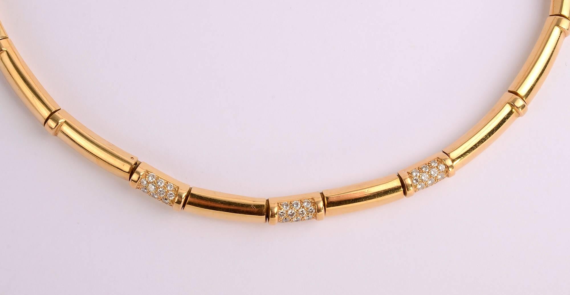 Taglio brillante Chaumet - Collana girocollo con diamanti in oro in vendita